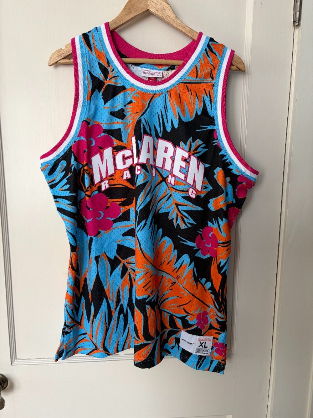 McLaren Racing F1 NWOT shirt Mitchell and Ness Size XL Colorful Palm Design